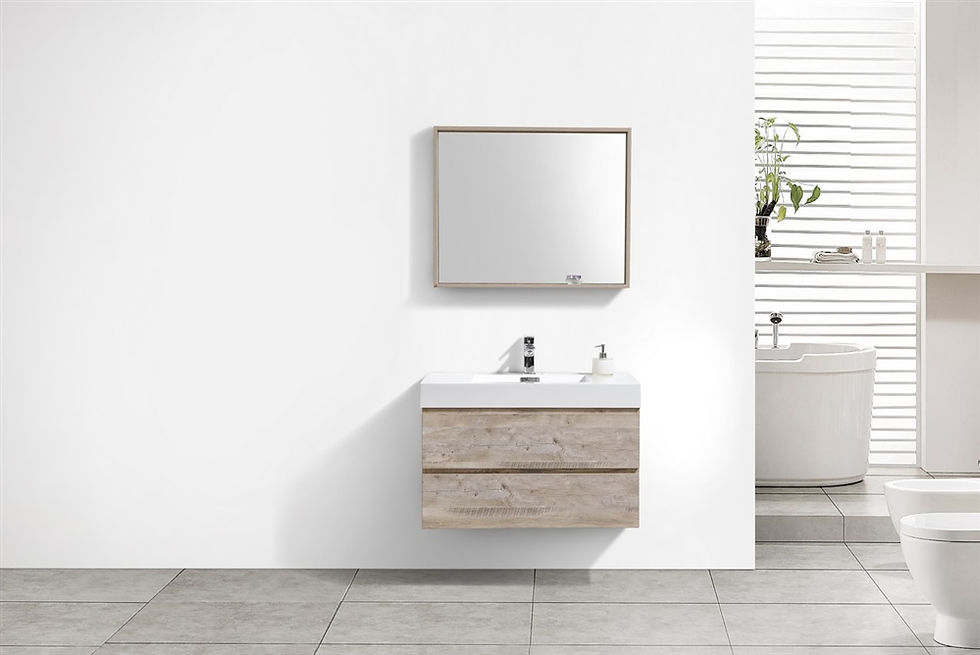 Thumbnail: Bliss 36" Nature Wood Wall Mount Modern Bathroom Vanity