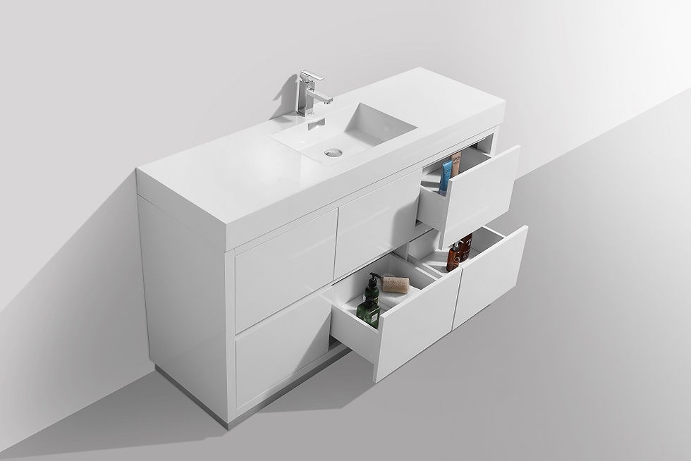 Thumbnail: 60" BLISS - GLOSS WHITE - Single Sink Freestanding Bathroom Vanity