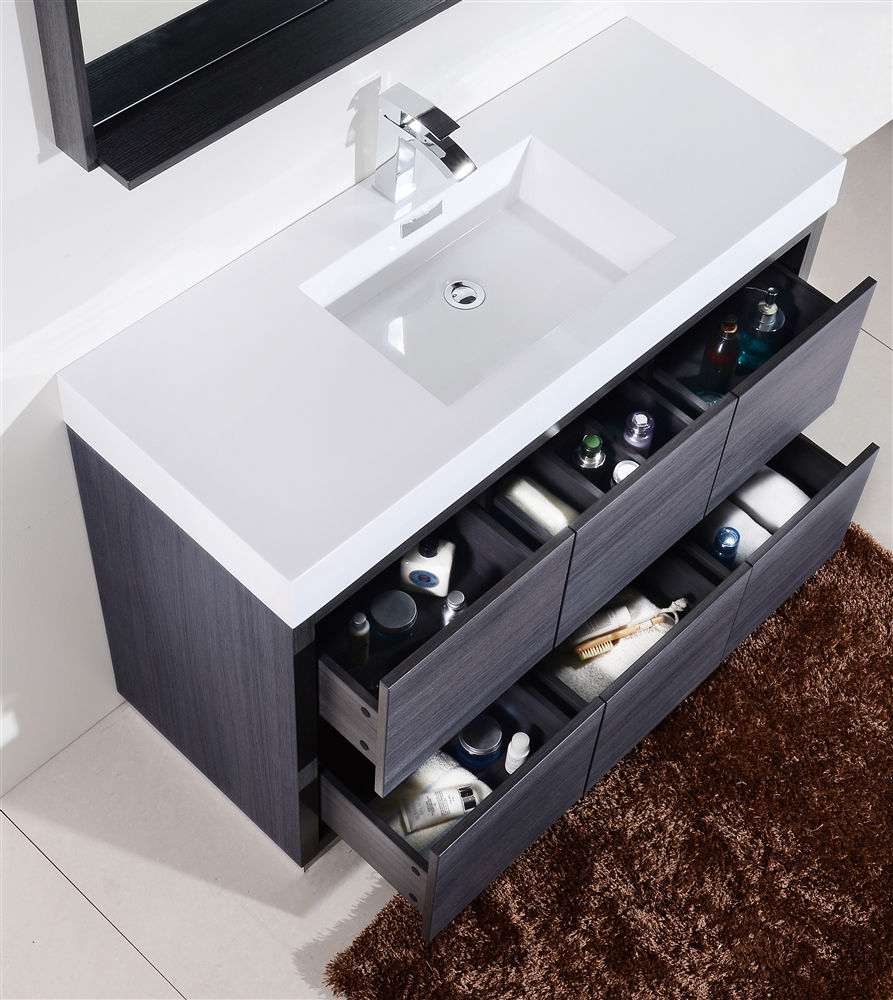 BLISS 48″ GREY OAK FREE STANDING MODERN BATHROOM VANITY