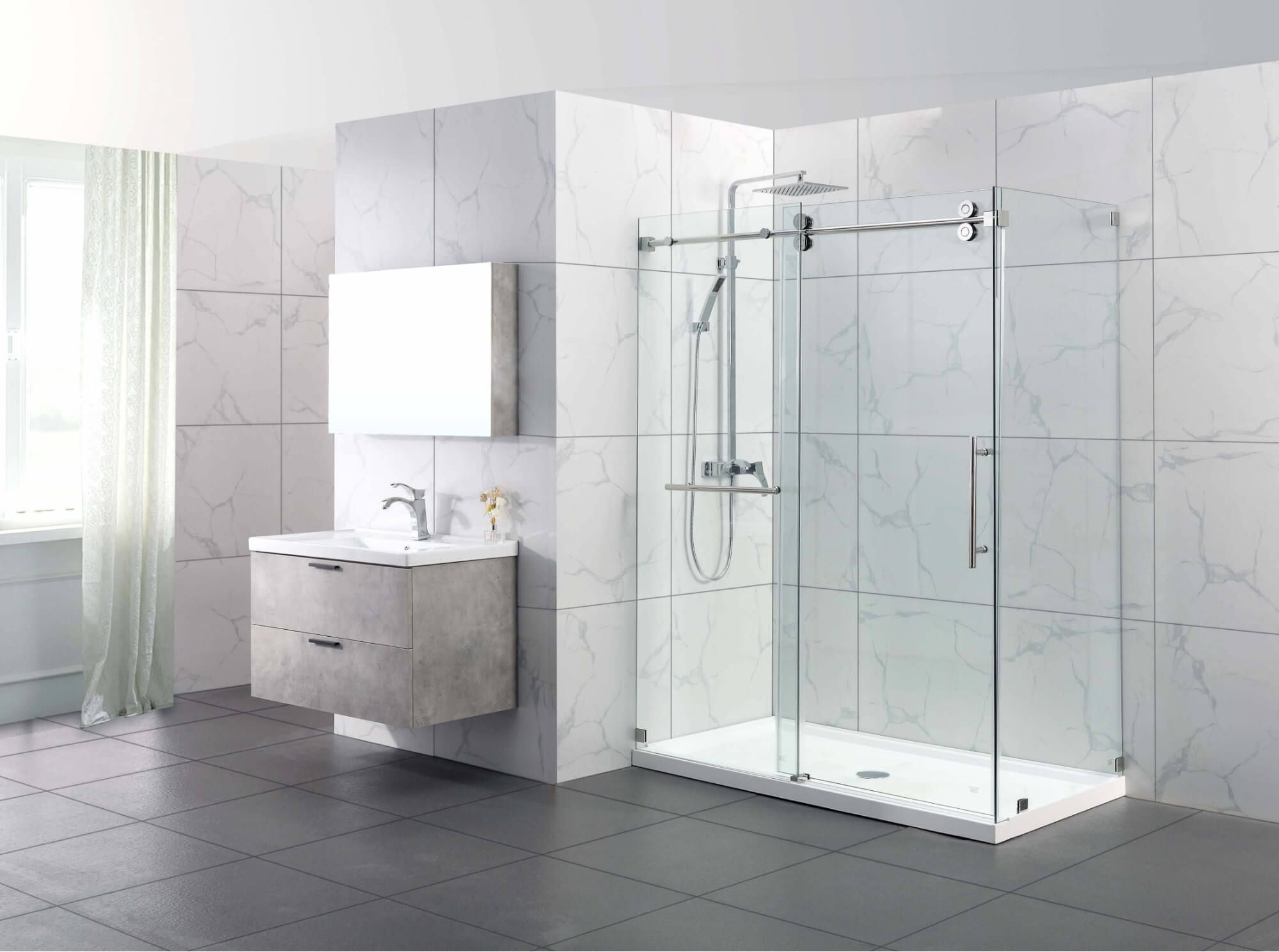 LUXURY BATH 60" - Chrome - 10mm Single Sliding Shower Door