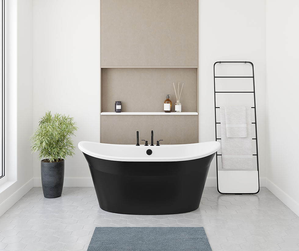 Orchestra 6032 AcrylX Freestanding Center Drain Bathtub in White with Black Skir