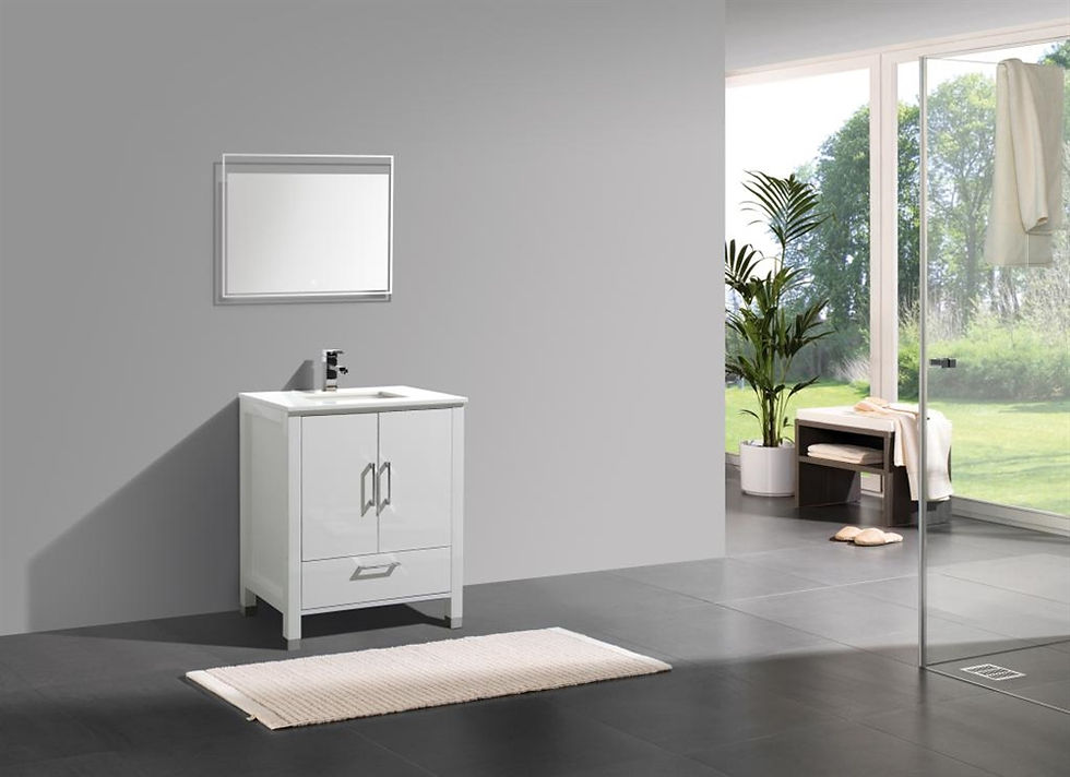 Anziano 30" Gloss White Vanity w/ Quartz Countertop