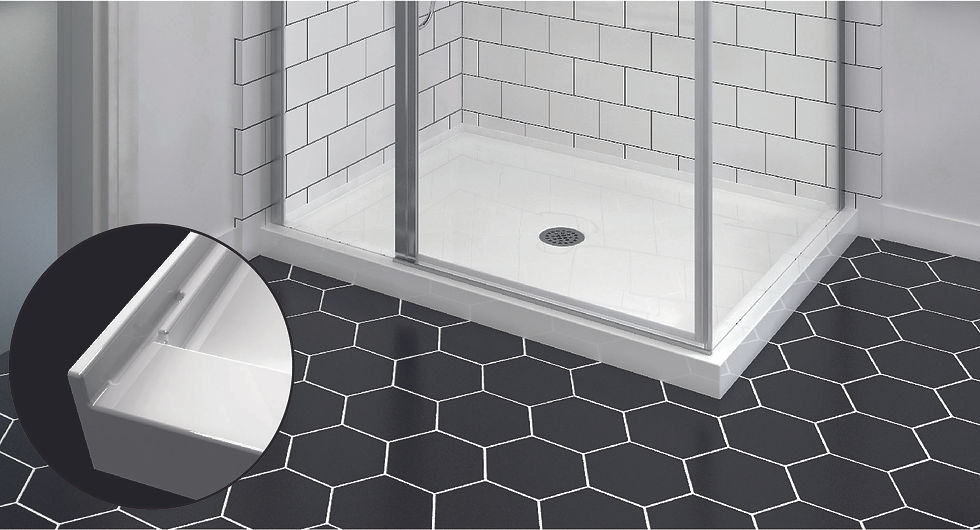 ZITTA - Acrylic Shower Base, ALCOVE (3 Walls), Standard Centre Drain