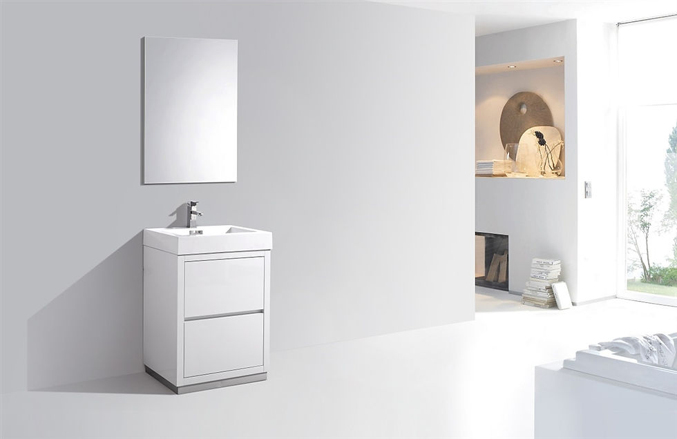 Thumbnail: Bliss 24" HIGH GLOSS WHITE Floor Mount Modern Bathroom Vanity