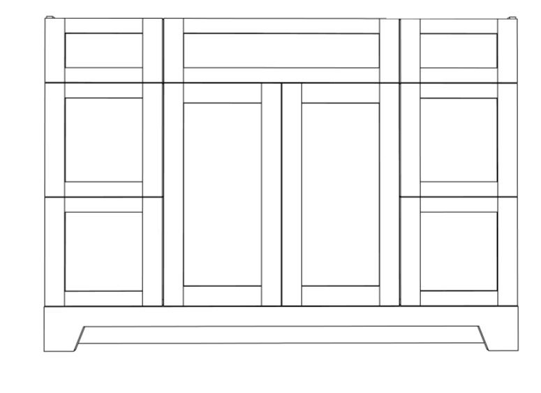 CLASSIC BRAND -Vanity 48", Single Sink, 2 Wood Doors, 6 Wood Drawers
