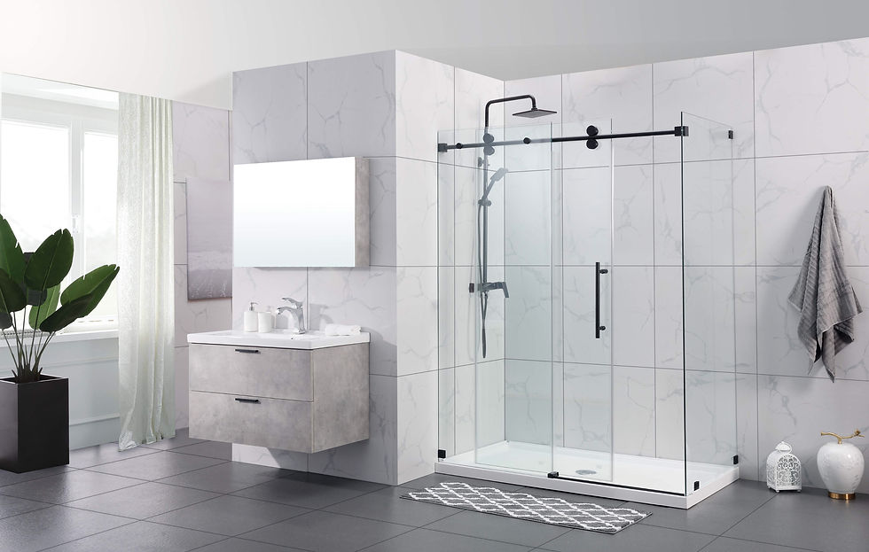 LUXURY BATH 60" - MATTE BLACK - 10mm Single Sliding Shower Door