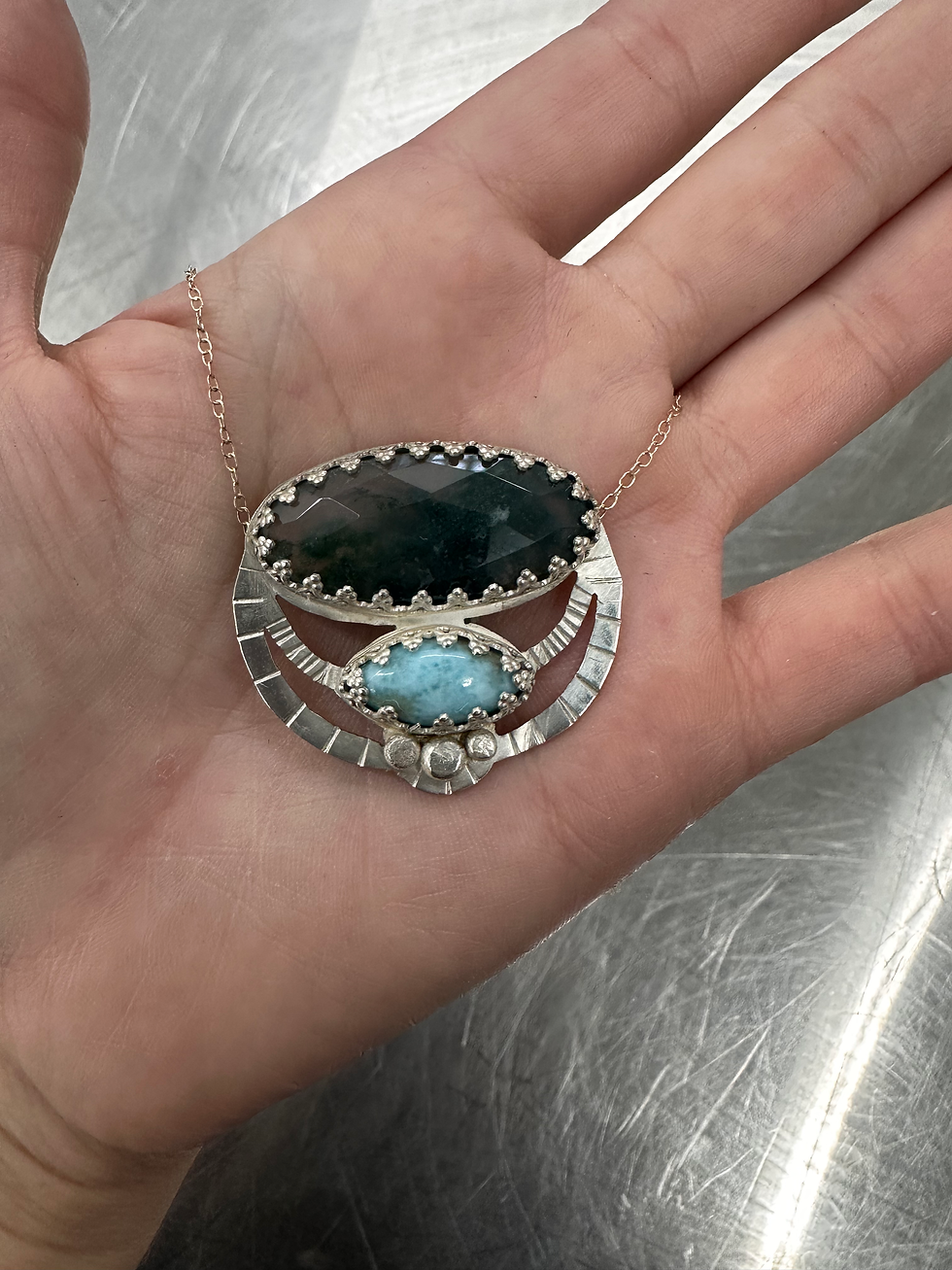 Thumbnail: Moss Agate and Larimar Pendant