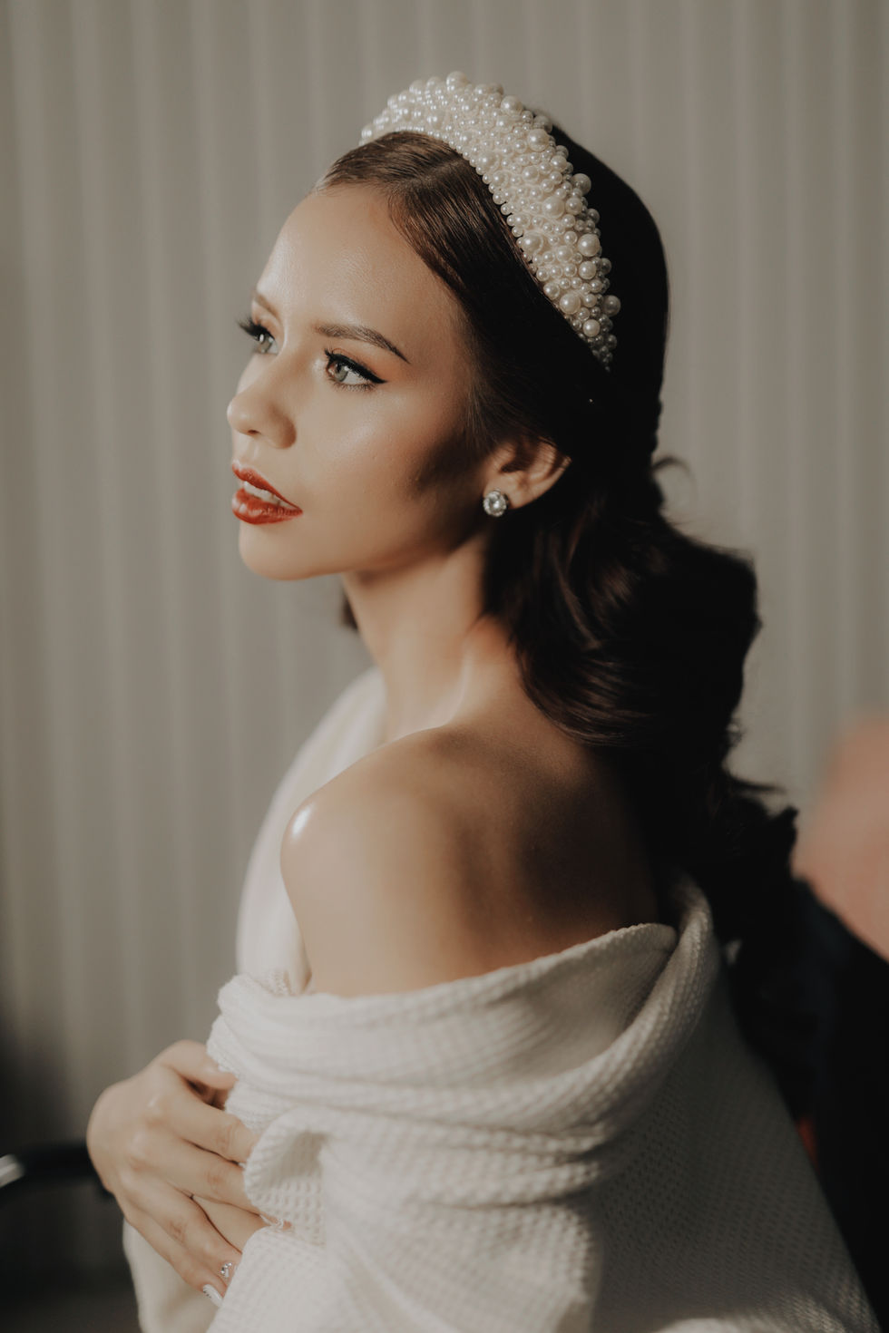 British bride wearing luxury bridal makeup by House of Howes Brides, Nottingham