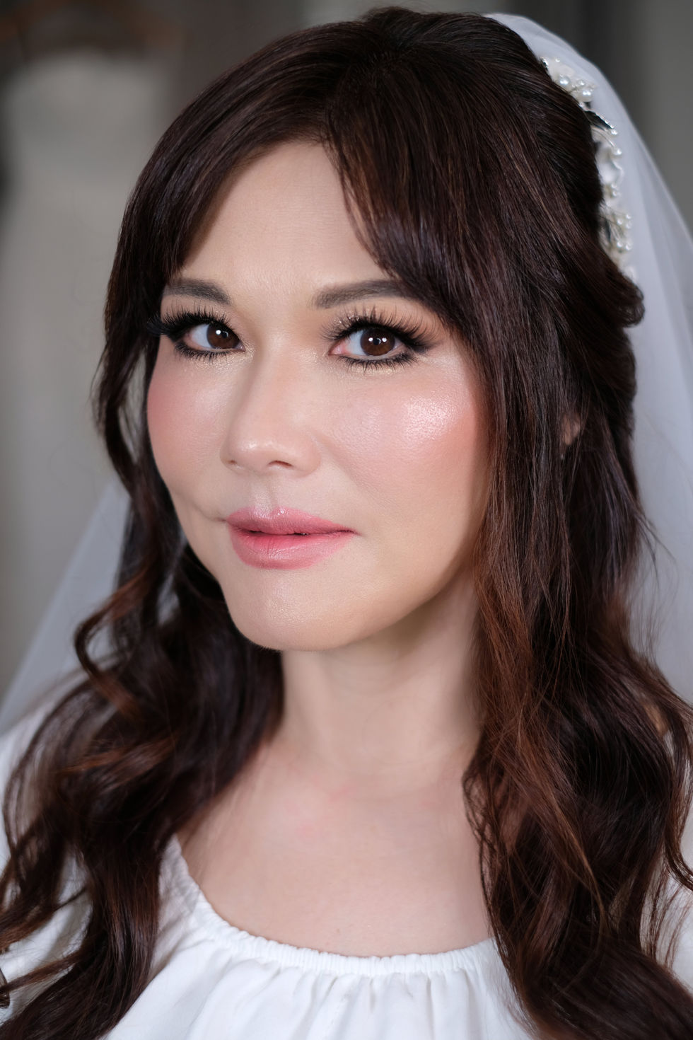 East Asian bride wearing luxury bridal makeup by House of Howes Brides, Shropshire 