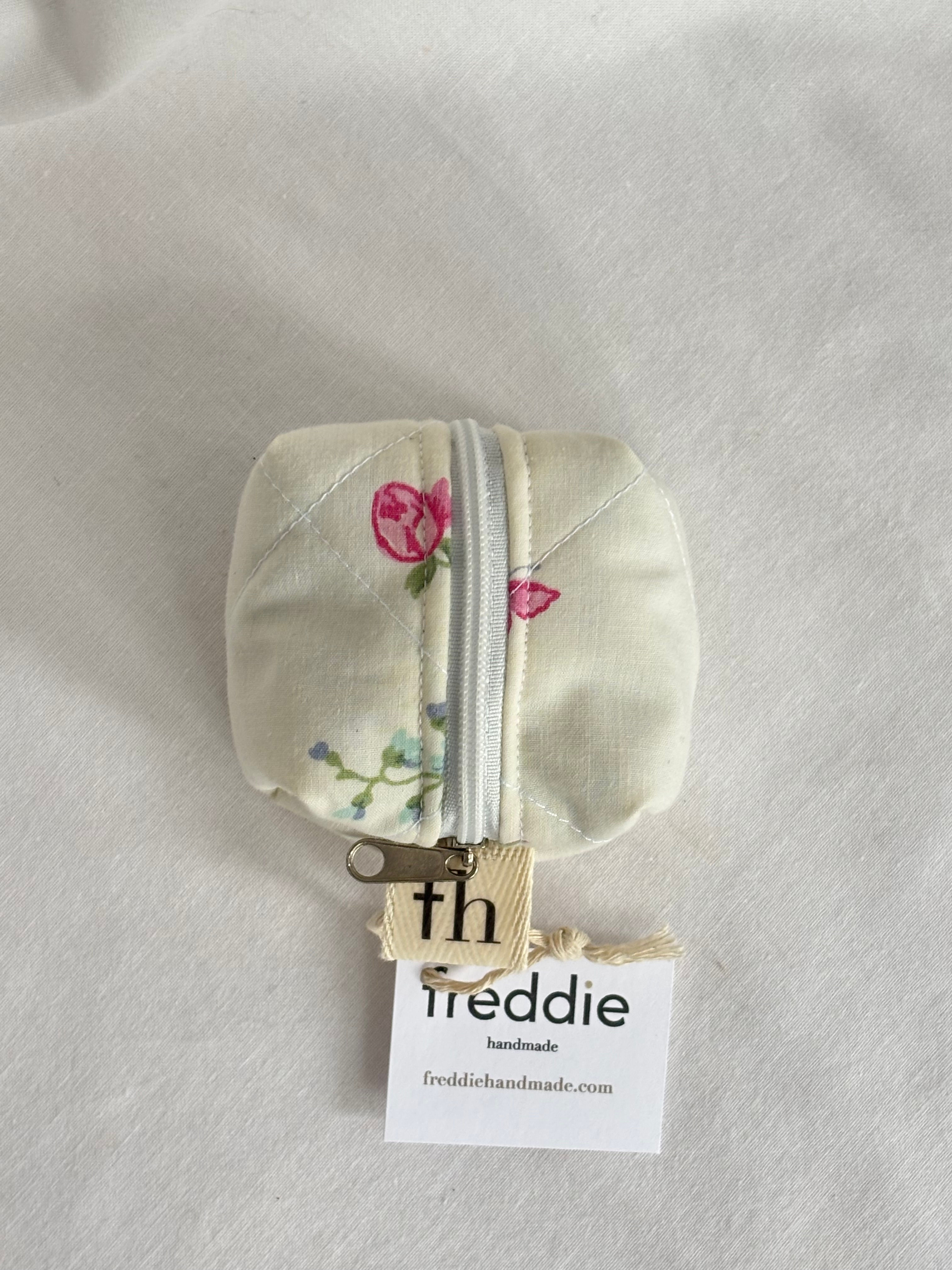 mini light yellow floral quilted handmade bag