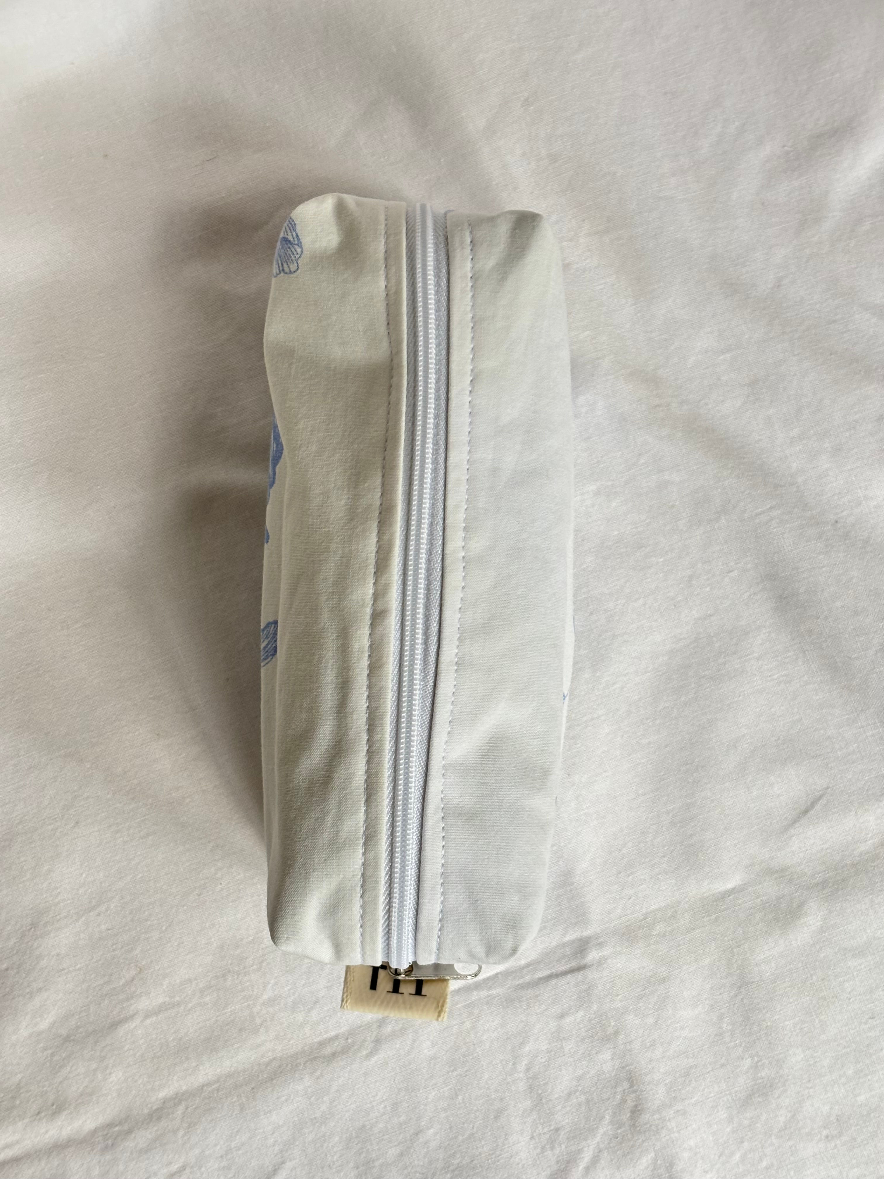 small white and blue floral handmade bag