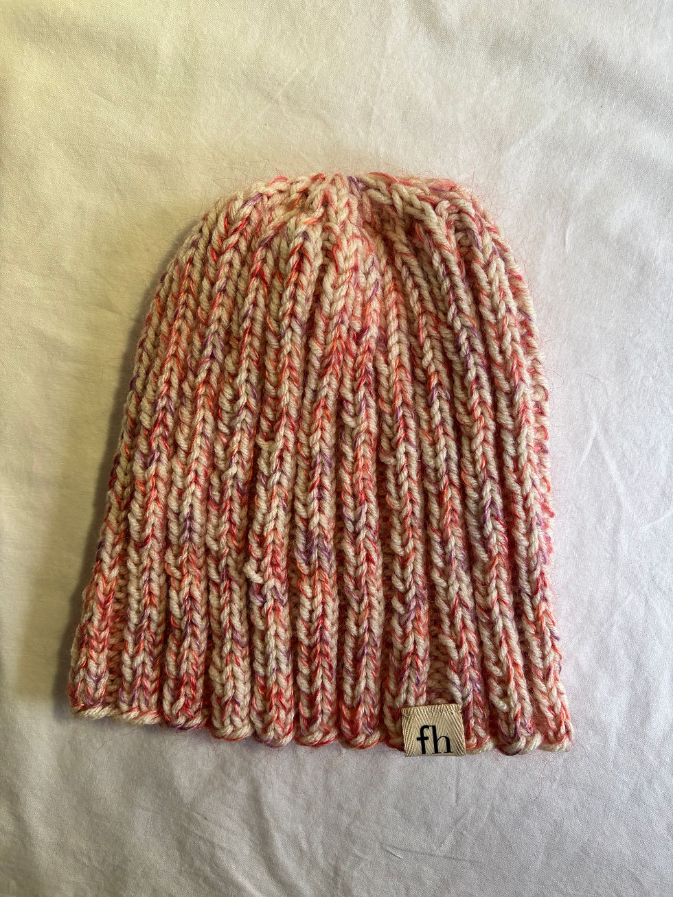Thumbnail: hand knit beanie - pink