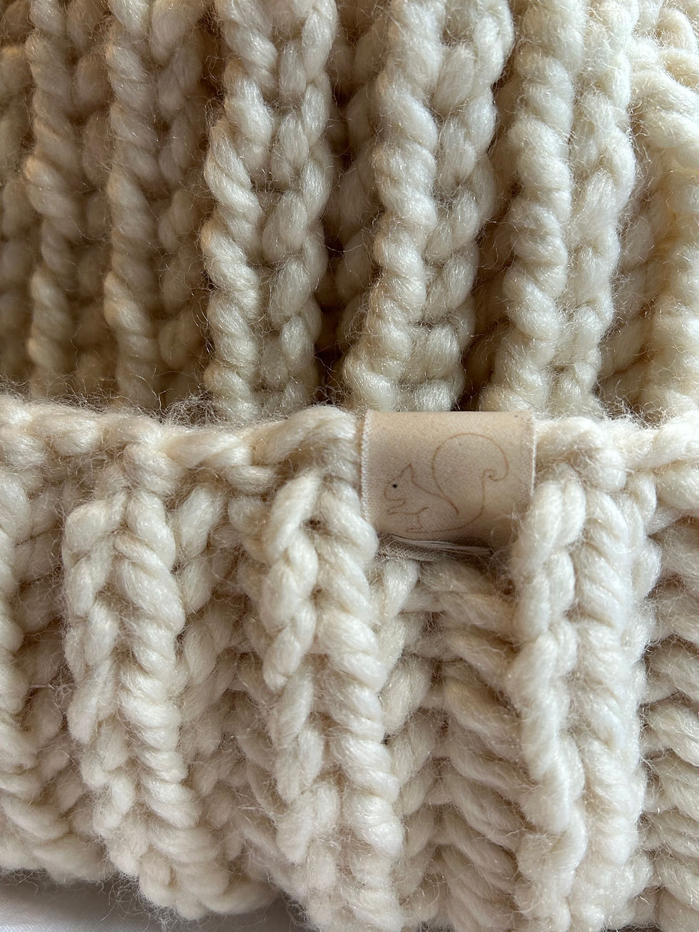 Thumbnail: handmade bulky knit white beanie
