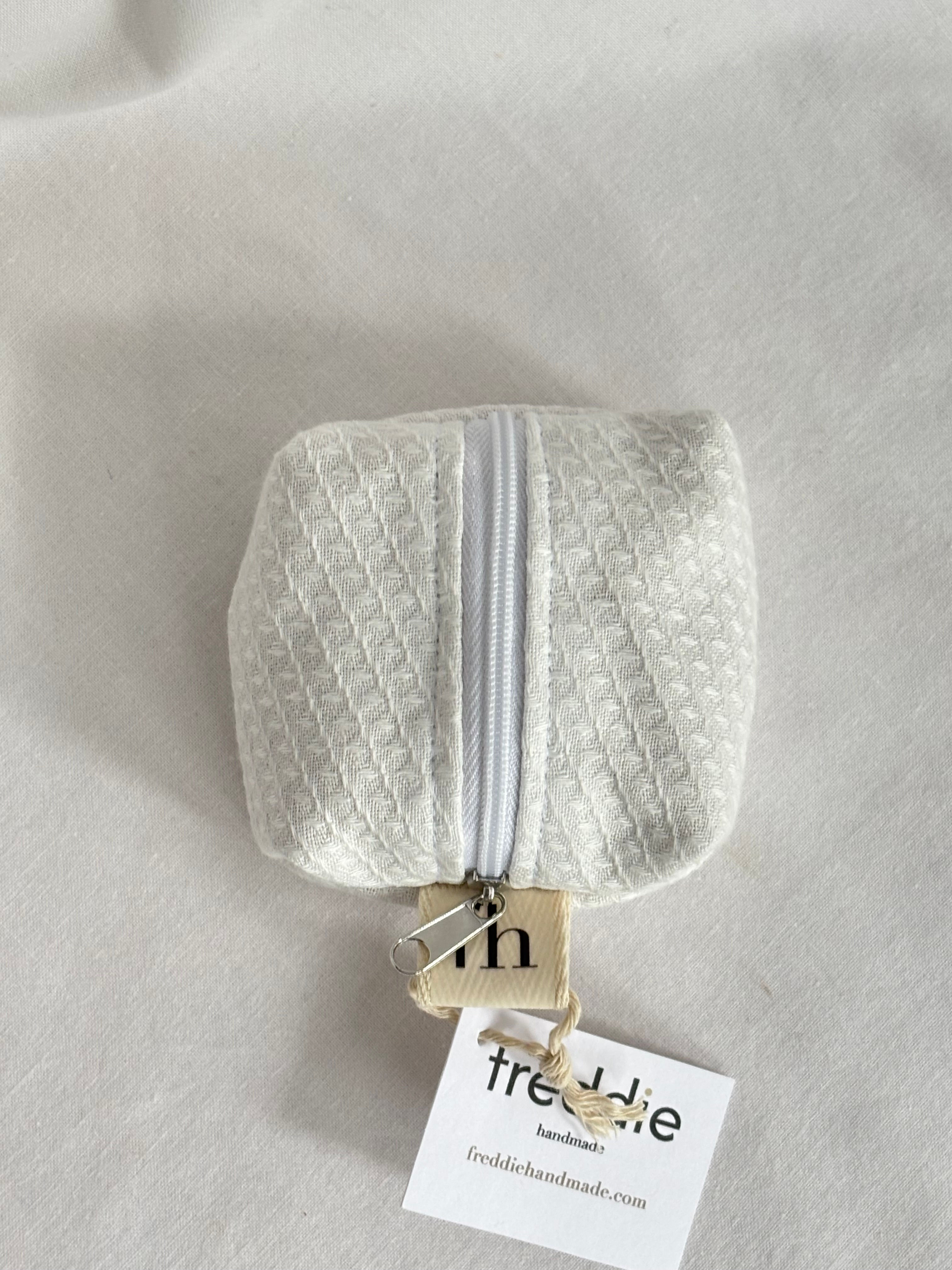 mini white, rose gold satin interior handmade bag