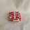 Thumbnail: handmade mini bag - red and white damask, white dots interior