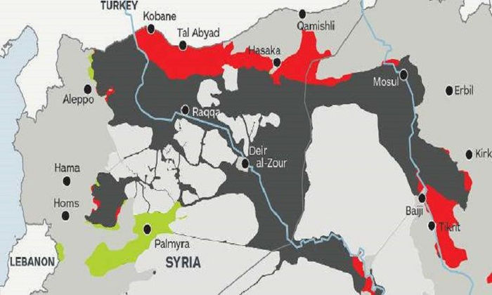 Ο χάρτης που δείχνει πόσα και ποια εδάφη έχασε το 2015 το ΙSIS [εικόνα]