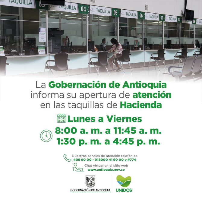 Taquillas de Hacienda departamental reabren atención al público