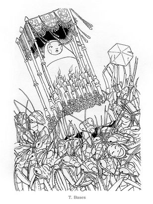 Dibujos a tinta de esta obra experimental con insectos y ratas.