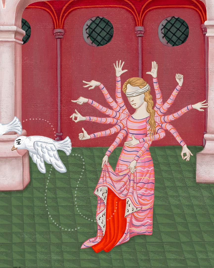 Miniatura: fantasía medieval 01 El joven y la ciega savia de los doce brazos