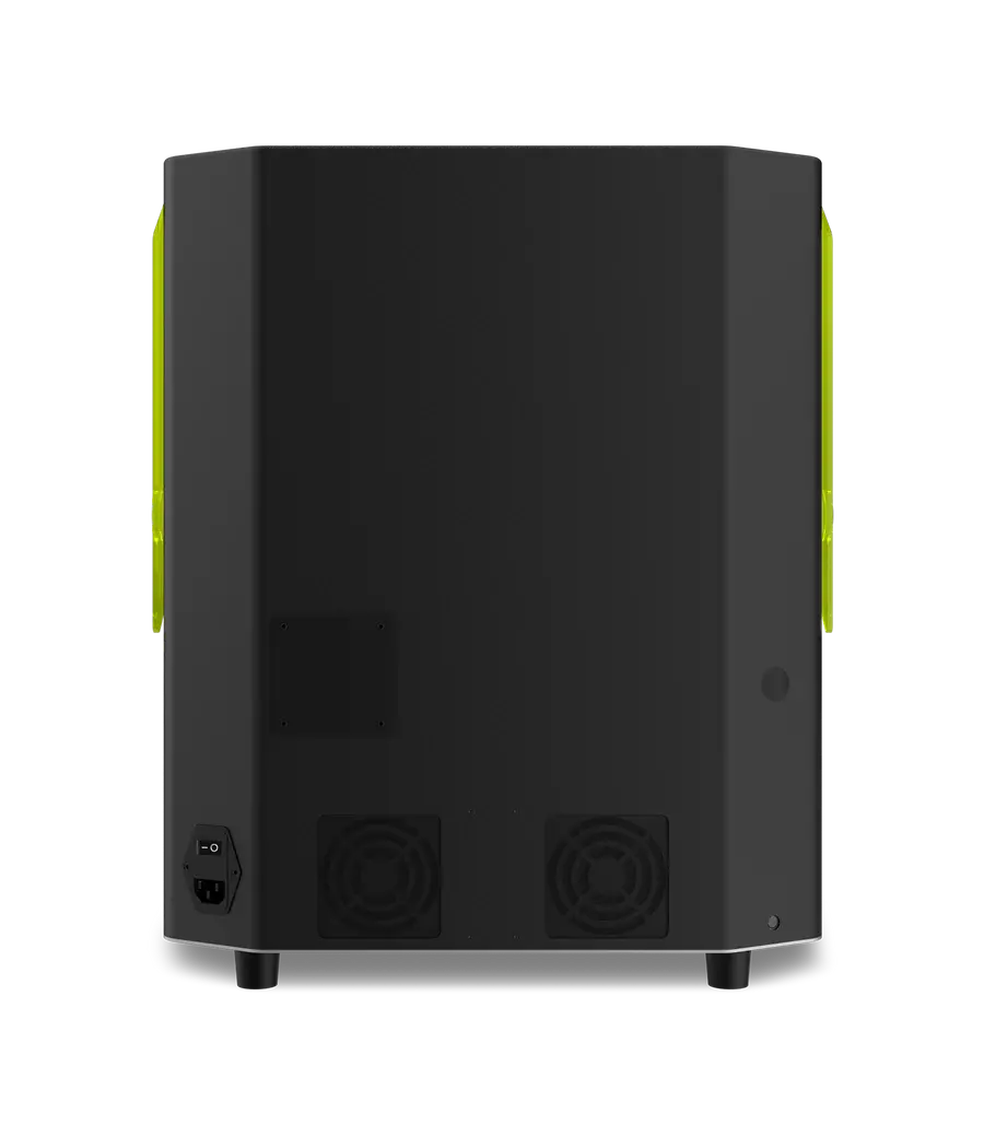 Miniatura: Parte traseira da Phrozen Mega 8K S com conexões – Voxel Manufatura