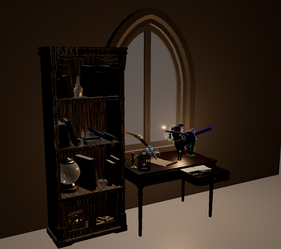 A dimly lit, earlier version of the animated short Playful Magic.