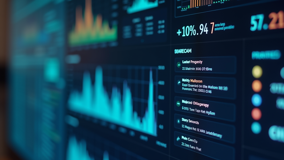 Close-up view of a digital dashboard displaying AI project progress metrics
