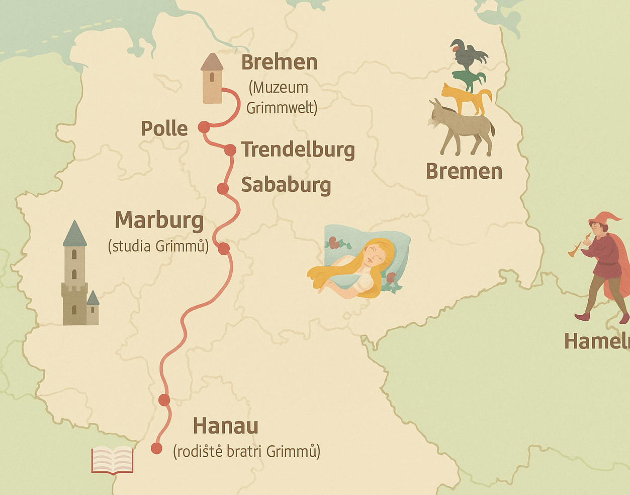 Pohádková cesta, mapa