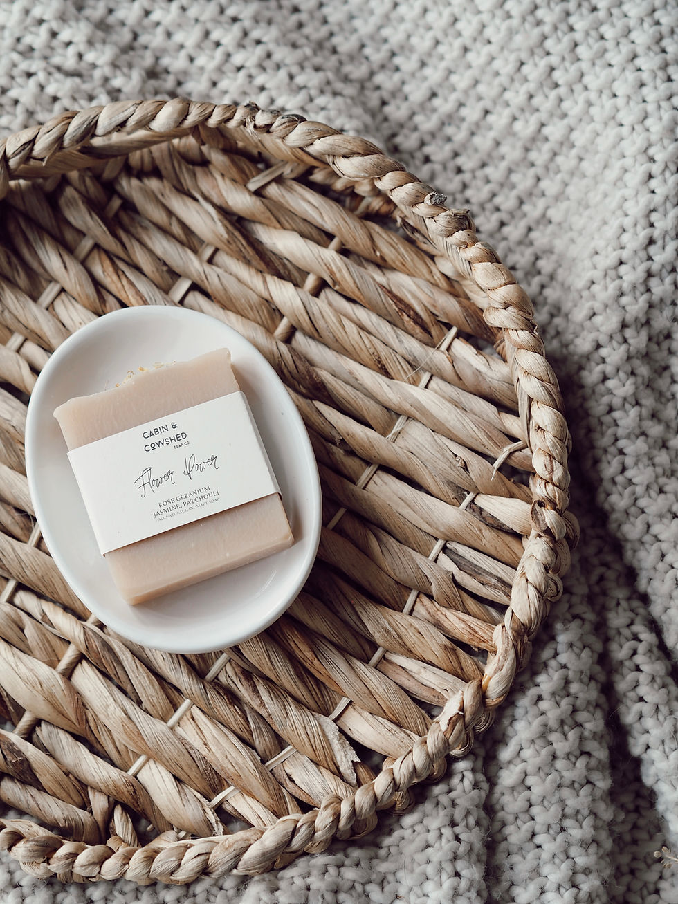 Thumbnail: rose geranium jasmine patchouli essential oil handmade floral soap bar