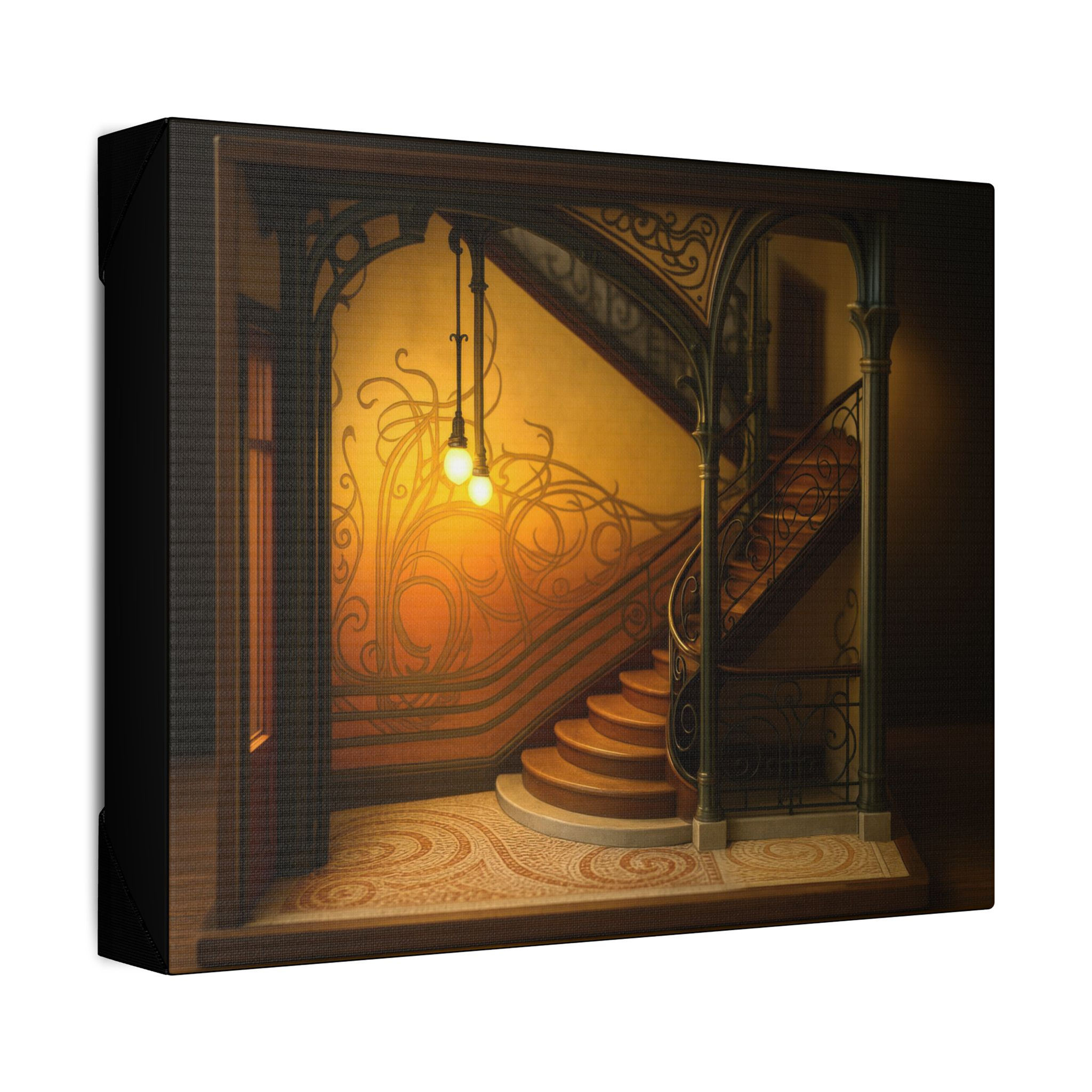Hotel Tassel: An Art Nouveau Staircase in Miniature Canvas Print