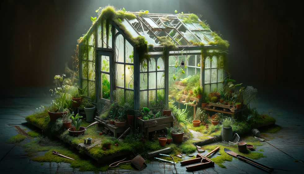 Verdant Aftermath: A Miniature Greenhouse That Refuses To Die (In The Prettiest Way)