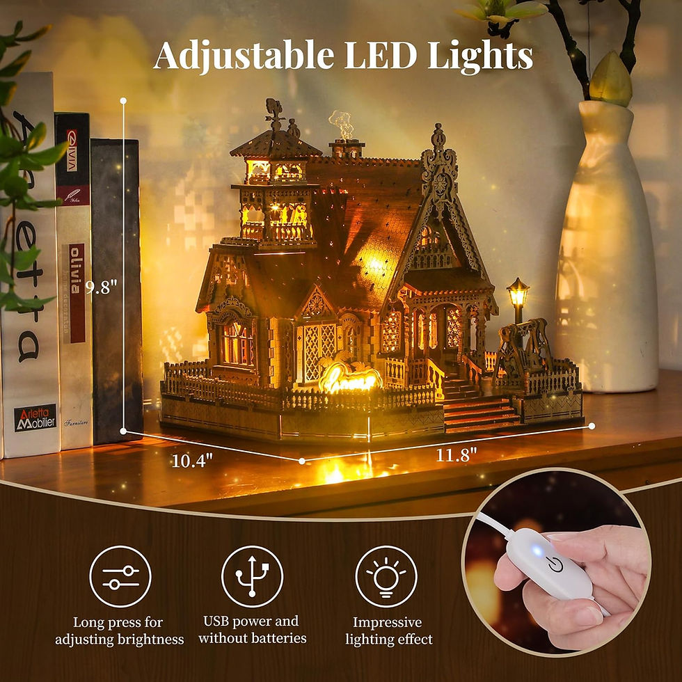 Thumbnail: 3D Wood Puzzle Country Cottage Model - DIY Miniature Building Kit + Spark LED