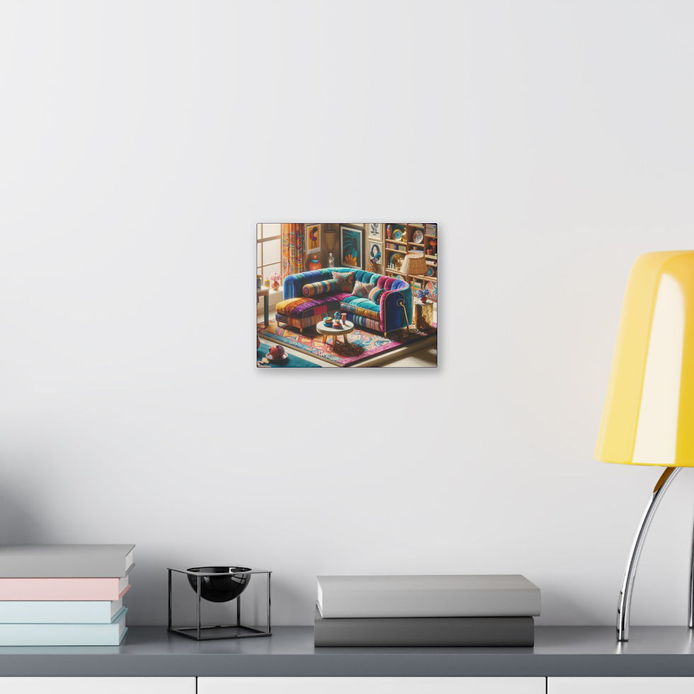 Thumbnail: A Velvet Riot in Miniature Maximalist Iris Apfel-Inspired Sofa Canvas Print