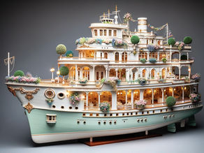 Victorian Grandeur Sets Sail: The Mint Green Majesty of a Fantasy Yacht