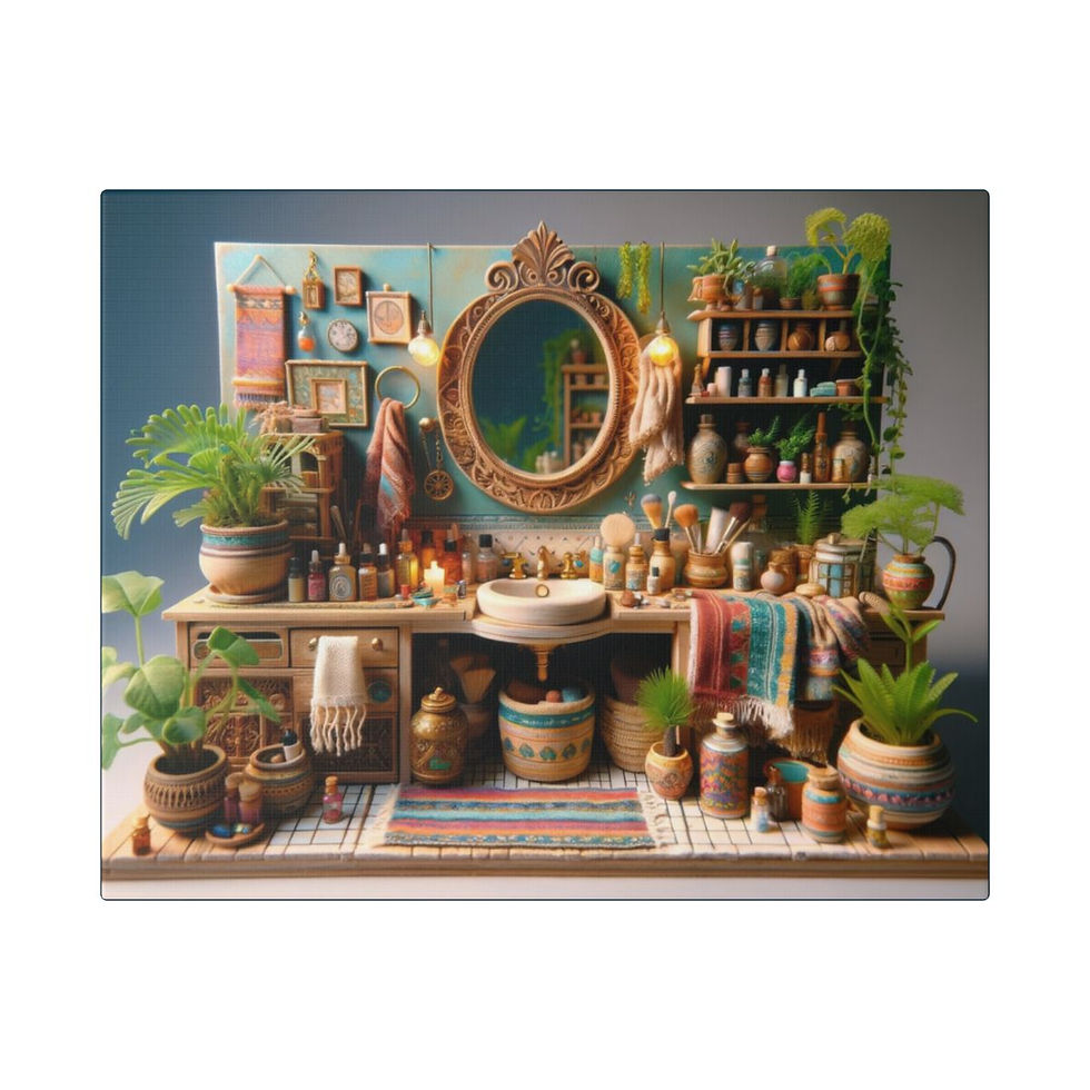 Thumbnail: Bohemian Bathroom Vanity Room Box Canvas Print