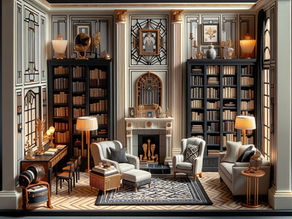 Deco Delights: A Miniature Model of a Los Angeles Art Deco Home Library