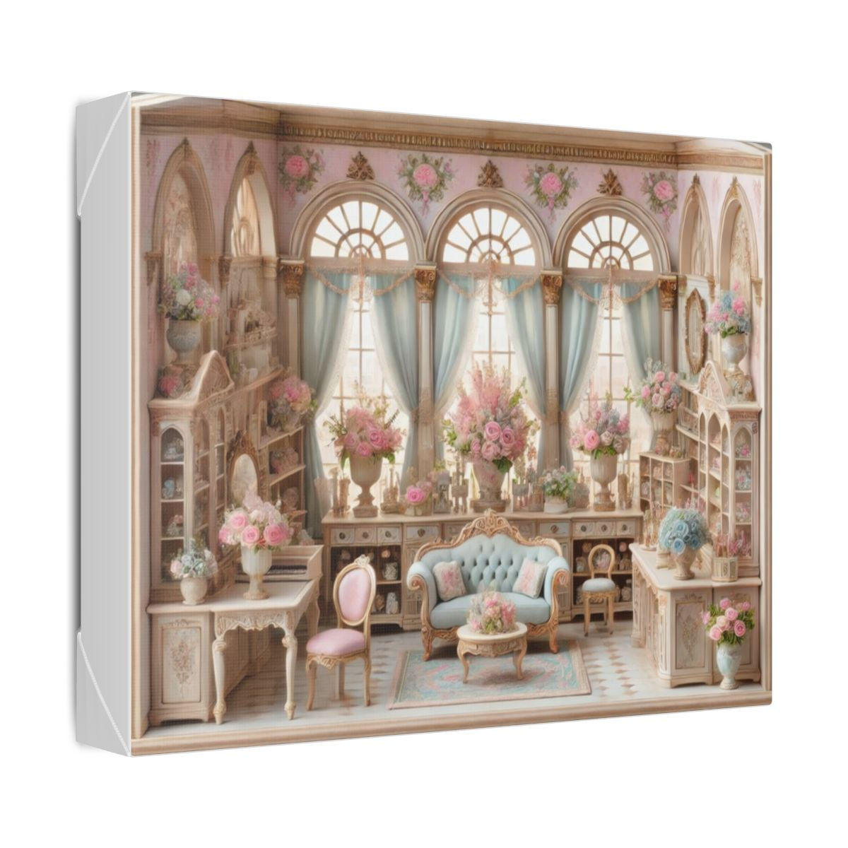 Victorian Pastels Floral Shop Room Box Canvas Print