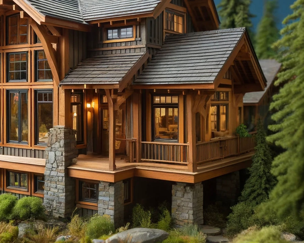 Miniature diorama model mountain house northwest regional style