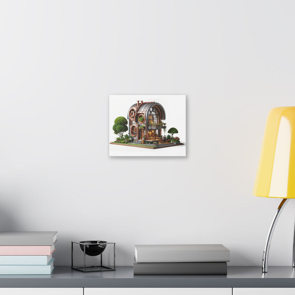 Thumbnail: The Copperleaf Node Miniature Steampunk Robotic House Canvas Print