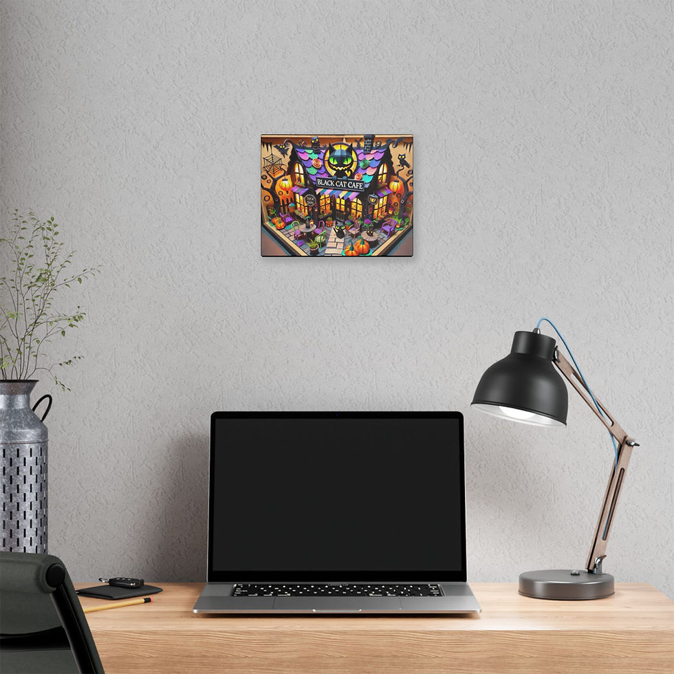 Thumbnail: Black Cat Café Paper Art Diorama Canvas Print
