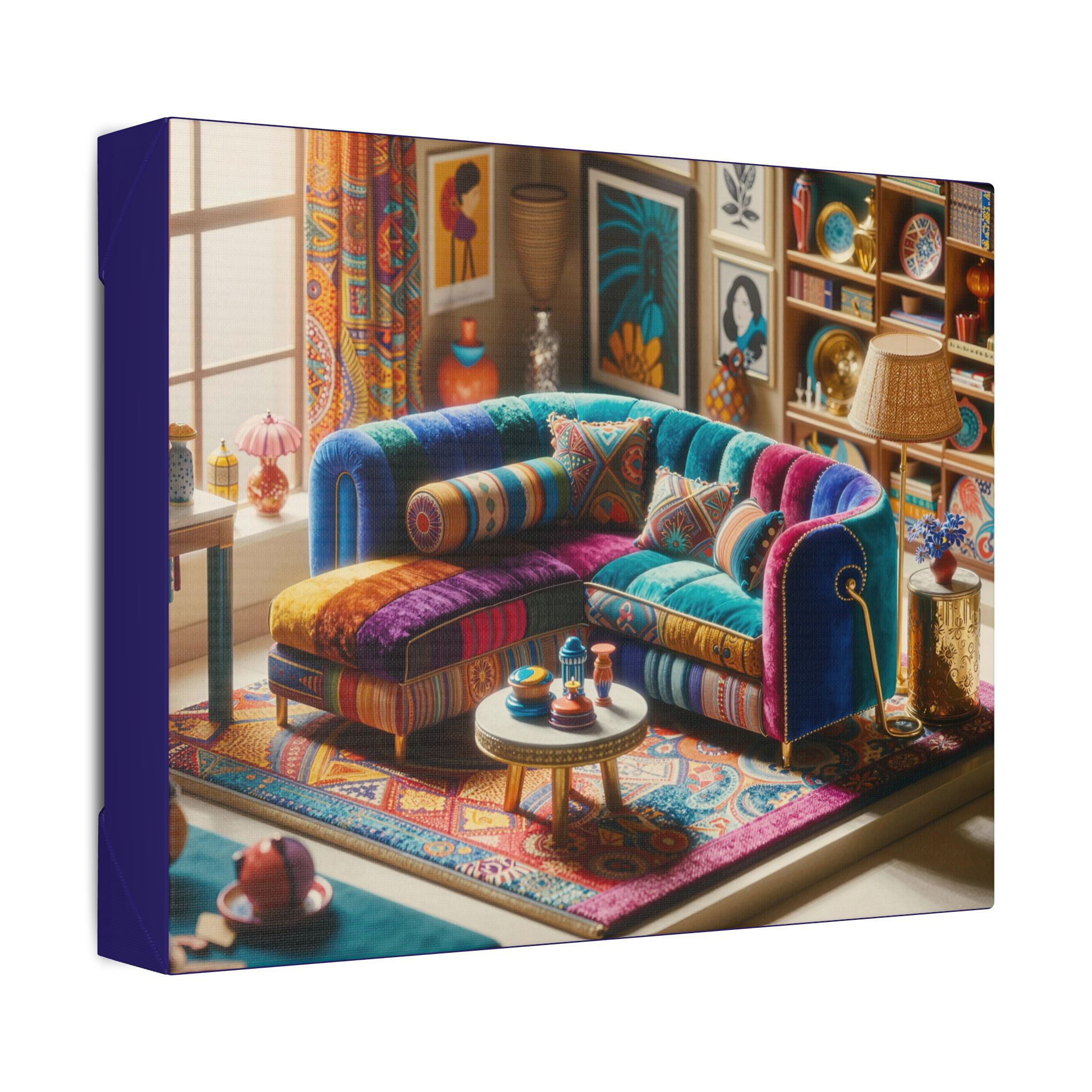 A Velvet Riot in Miniature Maximalist Iris Apfel-Inspired Sofa Canvas Print