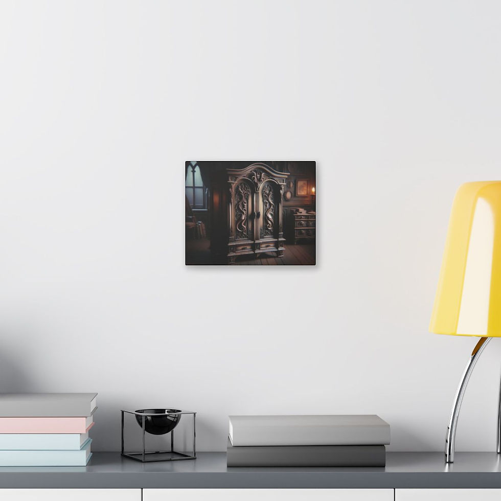 Thumbnail: Guillermo Del Toro-Inspired Armoire Miniature: A Spooky Halloween Canvas Print