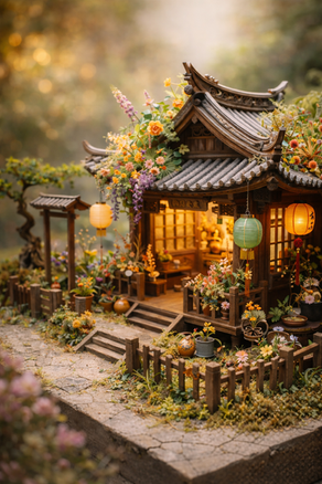 Spring Lanterns and Petals: A Fantasy Taiwanese Miniature Floral Shop in Bloom