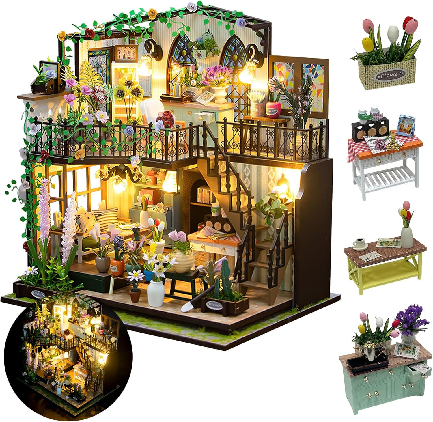 DIY Miniature Dollhouse Kit, Mini House Building Kit for Adults, Tiny House Kit