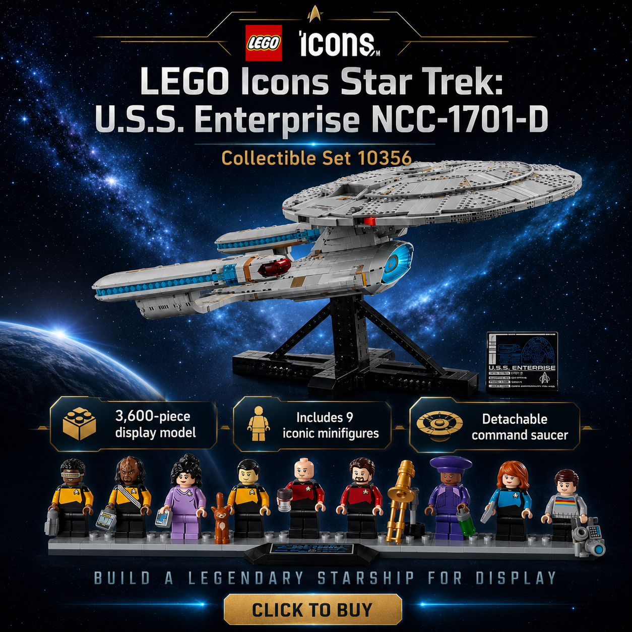 LEGO Icons Star Trek: U.S.S. Enterprise NCC-1701-D Collectible Set 10356