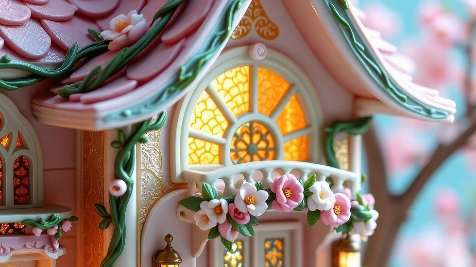Closeup of dollhouse window