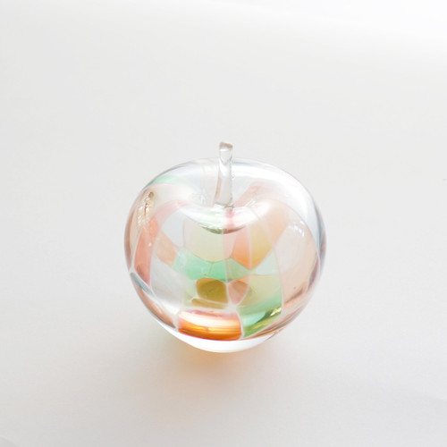 チェコ　CZ GLASS工房　作家もの　りんご チェコ CZ GLASS工房 作家もの りんご