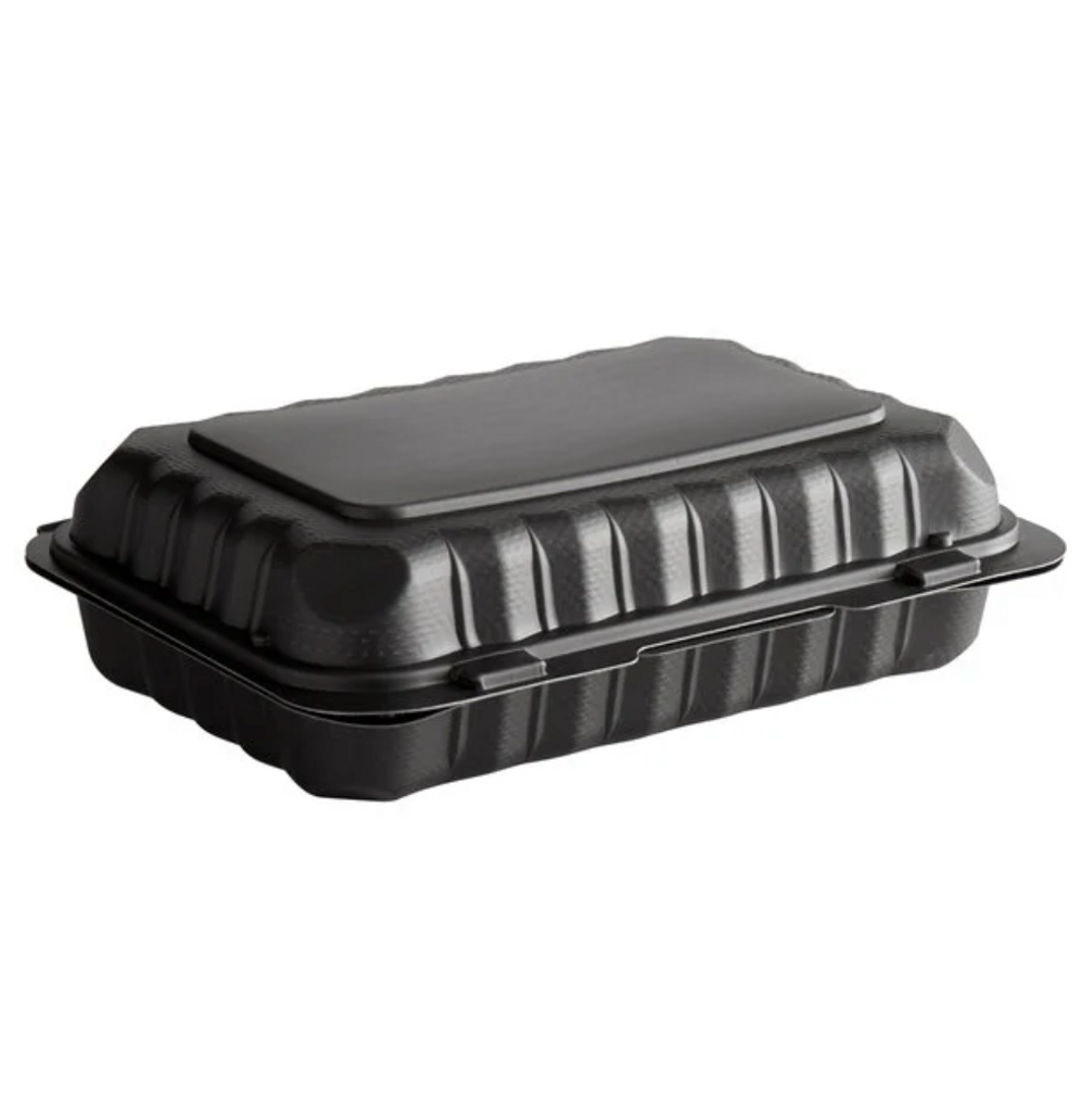 9" x 6" x 1 Black Mineral Filled PP Hinged Container product