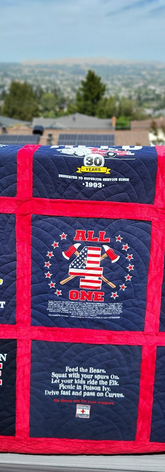 custom t-shirt quilt, longarm services, #wovenwindpanto
