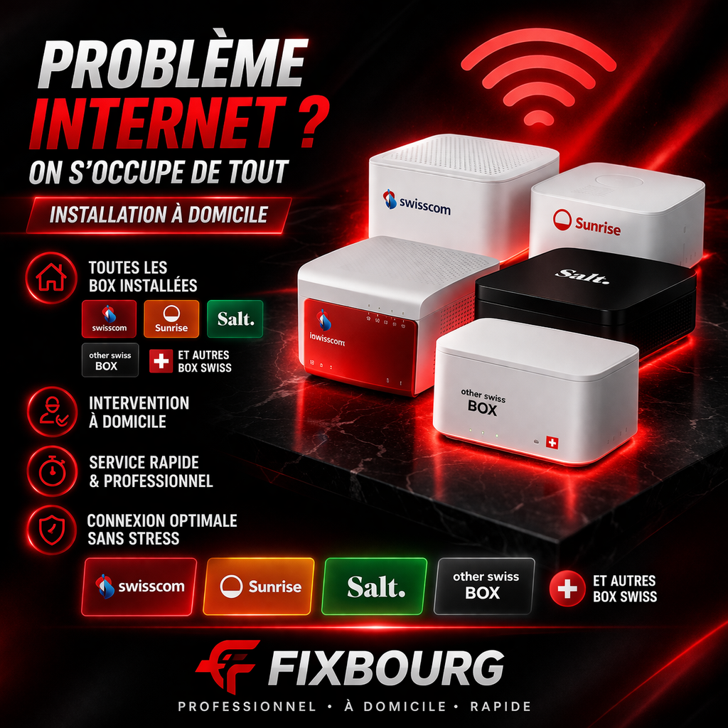 Fixbourg — Installation box internet Swisscom Sunrise Salt à domicile à Fribourg
