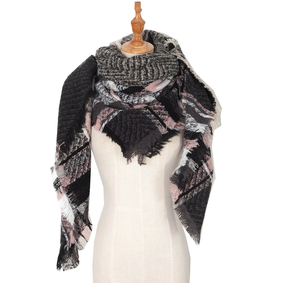 Thumbnail: Winter Plaid Knitted Triangle Scarfs
